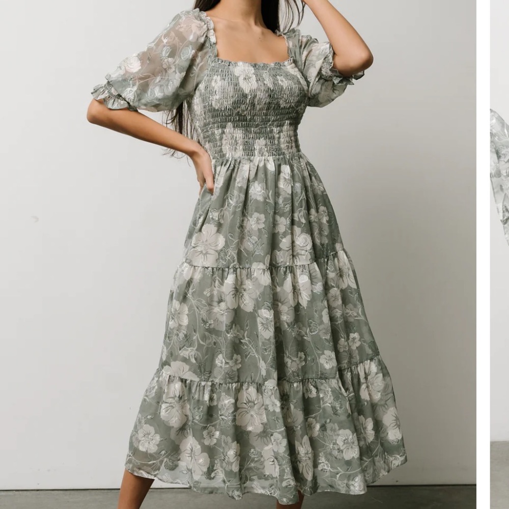 NWT Baltic Born Fabian Jacquard Midi Dress- Dusty Sage Size SM